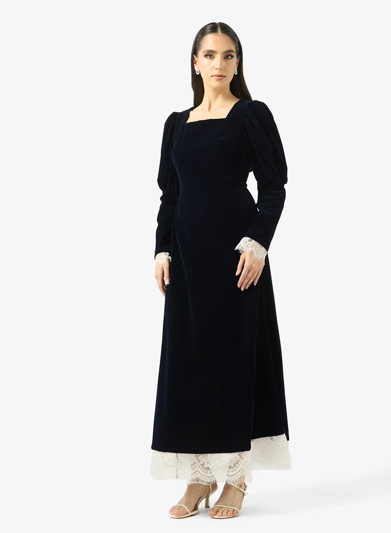 Khizana  A-line Dress With Lace Trim for Women | Best Price UAE